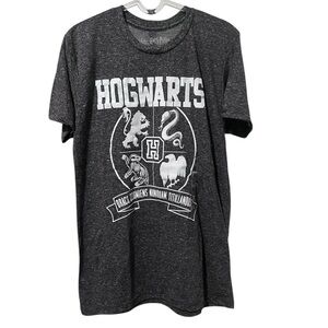 Harry Potter Hogwarts Houses Crest Gray Women's Tee Size Medium